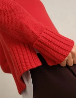 Pure Cotton Textured Crew Neck Jumper