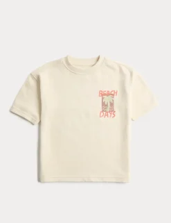 Pure Cotton Textured Graphic T-Shirt (2-8 Yrs)