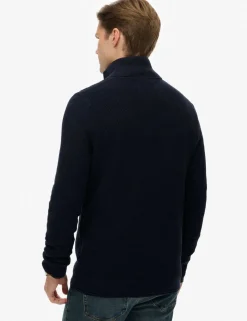 Pure Cotton Textured Half Zip Jumper