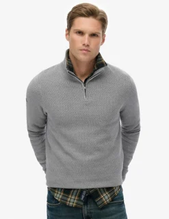 Pure Cotton Textured Half Zip Jumper