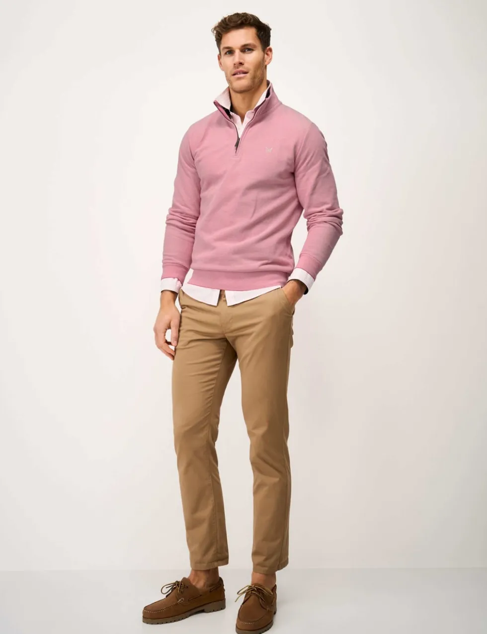 Pure Cotton Textured Half Zip Jumper