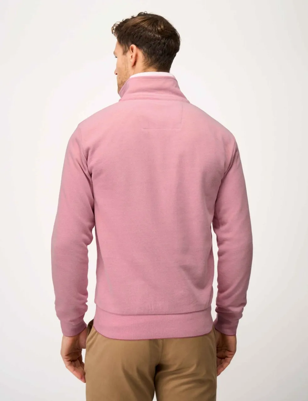 Pure Cotton Textured Half Zip Jumper