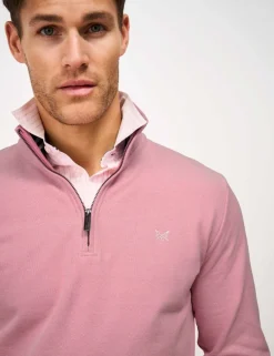 Pure Cotton Textured Half Zip Jumper