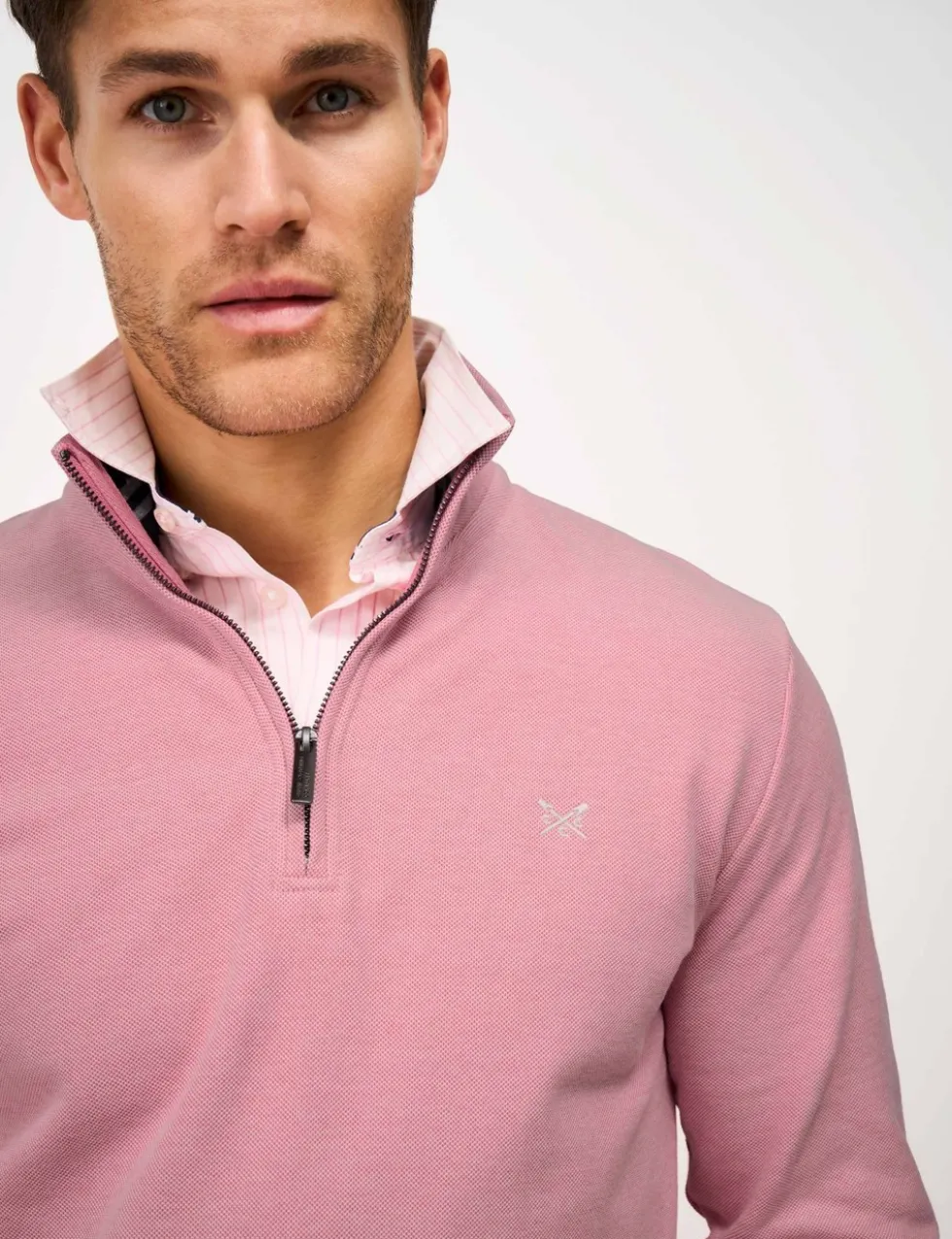 Pure Cotton Textured Half Zip Jumper