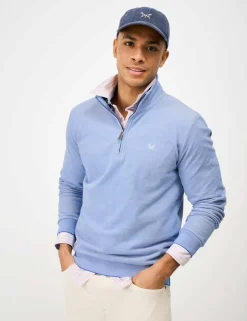 Pure Cotton Textured Half Zip Jumper