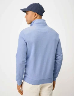 Pure Cotton Textured Half Zip Jumper