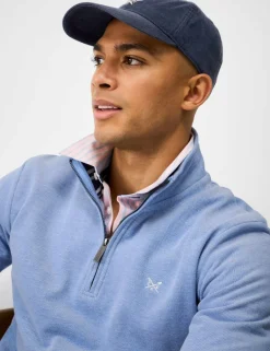 Pure Cotton Textured Half Zip Jumper