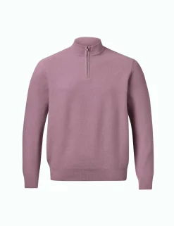 Pure Cotton Textured Half Zip Jumper
