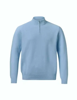 Pure Cotton Textured Half Zip Jumper