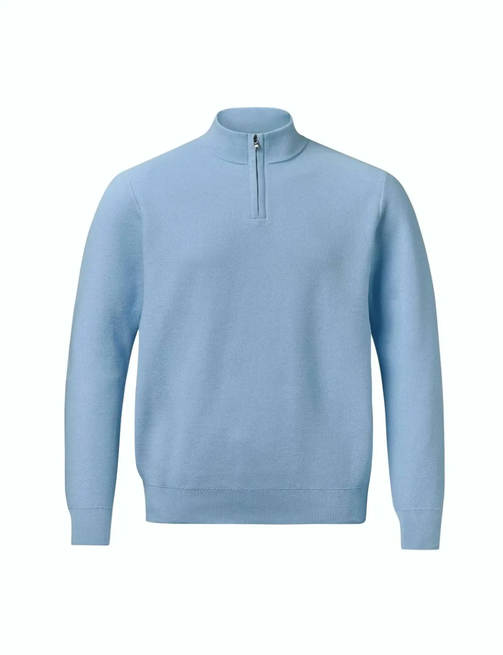 Pure Cotton Textured Half Zip Jumper