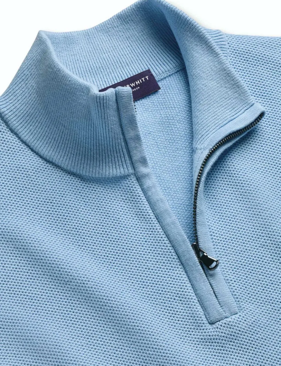 Pure Cotton Textured Half Zip Jumper