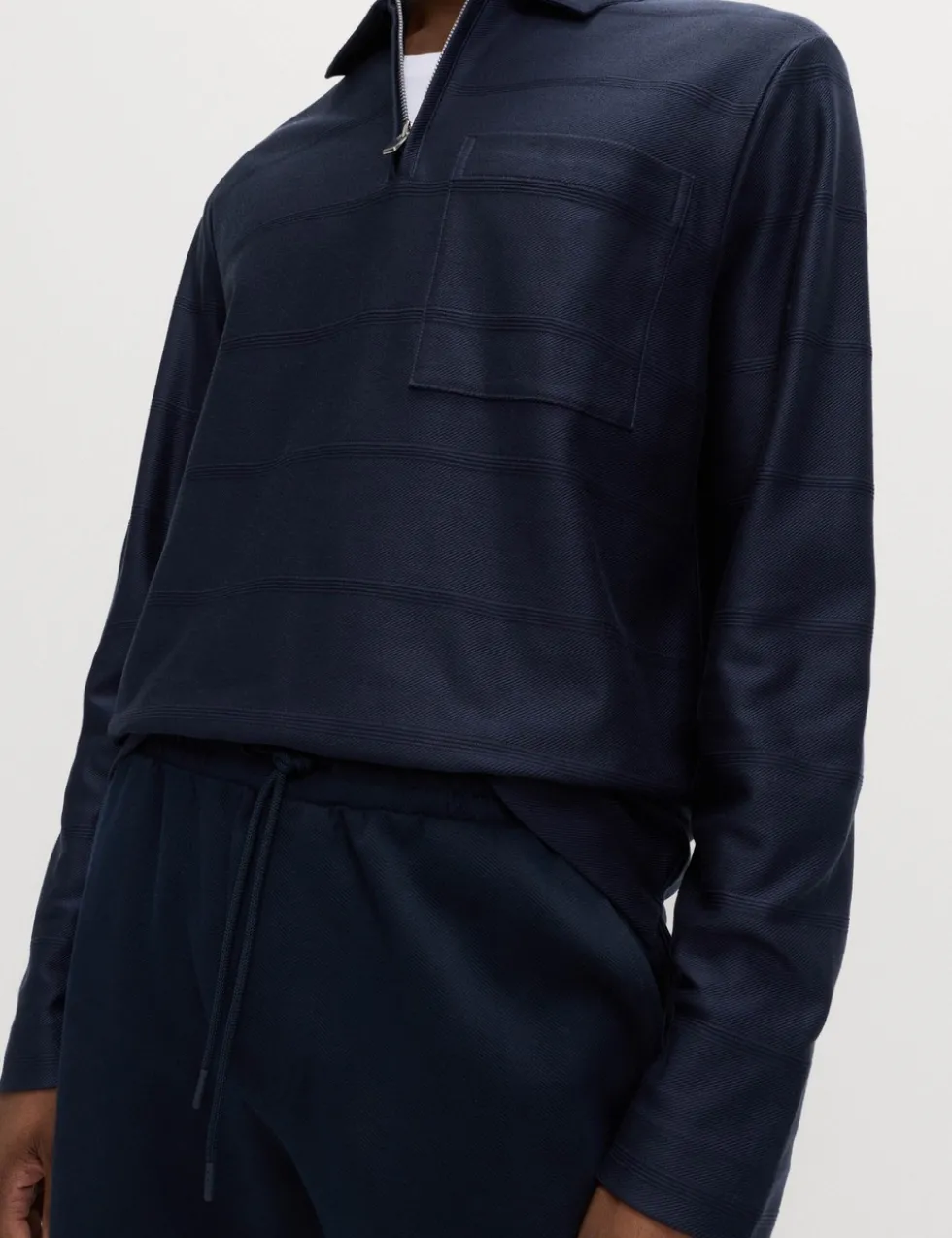 Pure Cotton Textured Half Zip Sweatshirt
