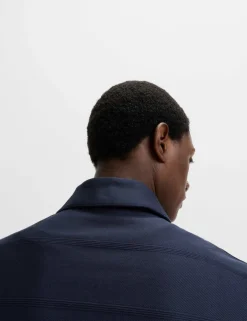 Pure Cotton Textured Half Zip Sweatshirt
