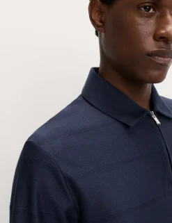 Pure Cotton Textured Half Zip Sweatshirt