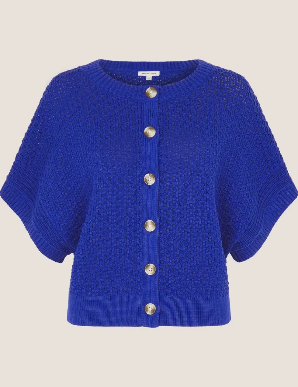 Pure Cotton Textured Half Sleeve Cardigan