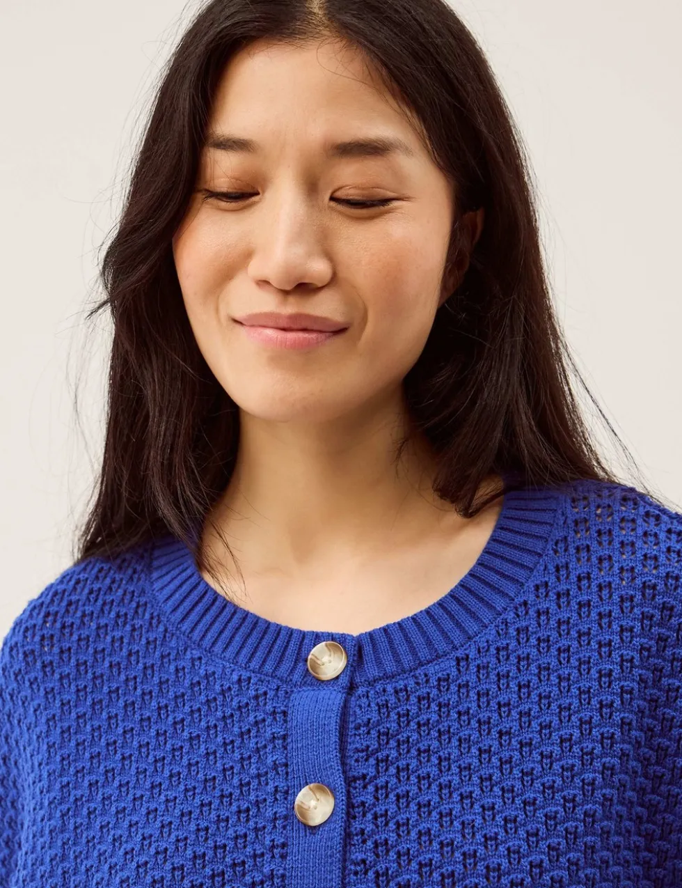 Pure Cotton Textured Half Sleeve Cardigan