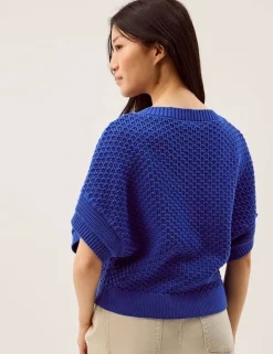 Pure Cotton Textured Half Sleeve Cardigan