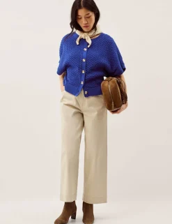 Pure Cotton Textured Half Sleeve Cardigan