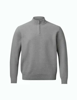 Pure Cotton Textured Half Zip Jumper