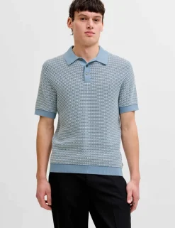 Pure Cotton Textured Knitted Polo Shirt