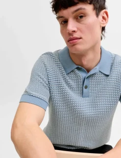 Pure Cotton Textured Knitted Polo Shirt