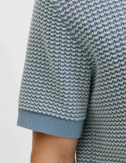 Pure Cotton Textured Knitted Polo Shirt