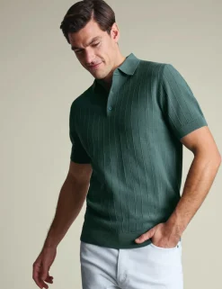 Pure Cotton Textured Knitted Polo Shirt