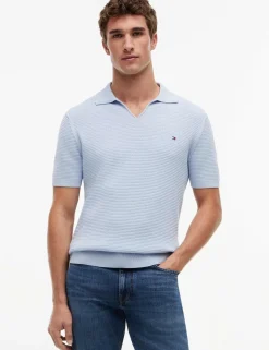 Pure Cotton Textured Knitted Polo Shirt