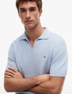 Pure Cotton Textured Knitted Polo Shirt