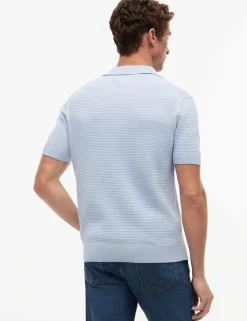 Pure Cotton Textured Knitted Polo Shirt