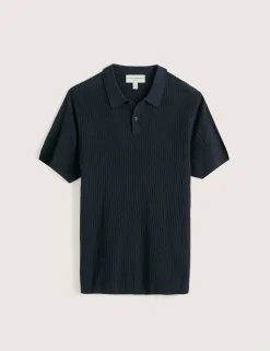 Pure Cotton Textured Knitted Polo Shirt