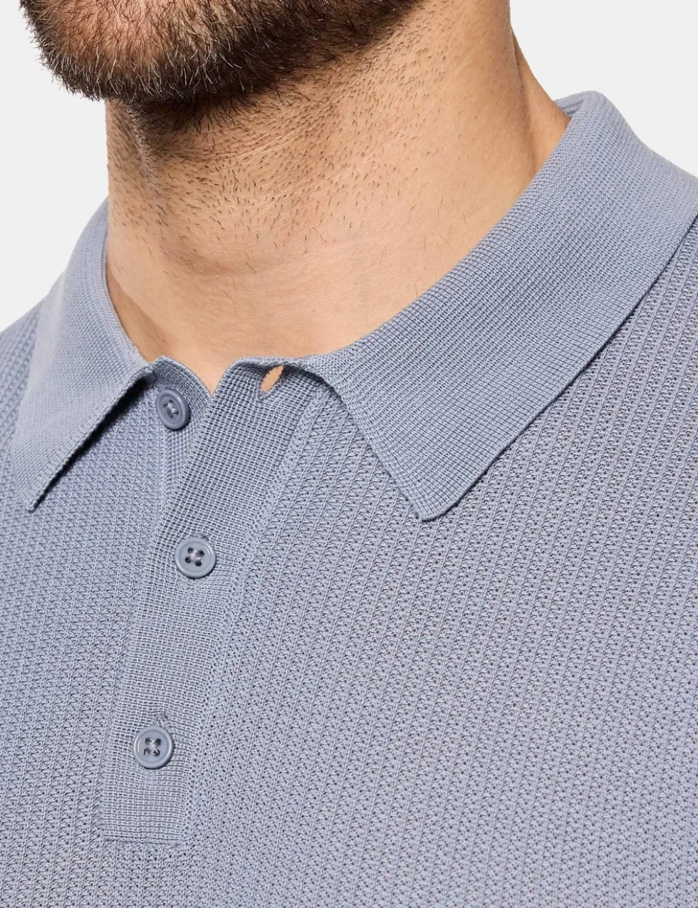 Pure Cotton Textured Knitted Polo Shirt