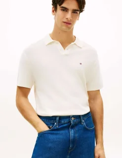 Pure Cotton Textured Knitted Polo Shirt