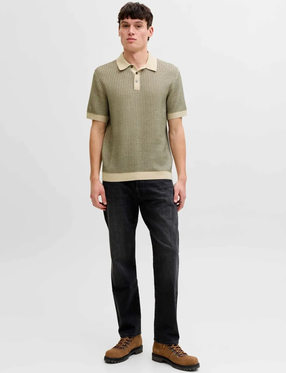 Pure Cotton Textured Knitted Polo Shirt