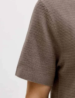 Pure Cotton Textured Knitted Crew Neck