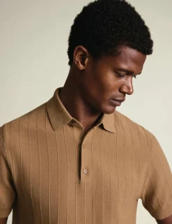 Pure Cotton Textured Knitted Polo Shirt
