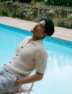 Pure Cotton Textured Knitted Shirt