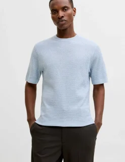 Pure Cotton Textured Knitted Crew Neck