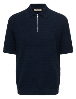 Pure Cotton Textured Knitted Polo Shirt