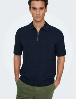 Pure Cotton Textured Knitted Polo Shirt