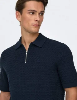 Pure Cotton Textured Knitted Polo Shirt