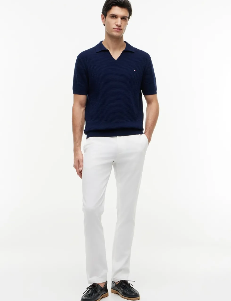 Pure Cotton Textured Knitted Polo Shirt
