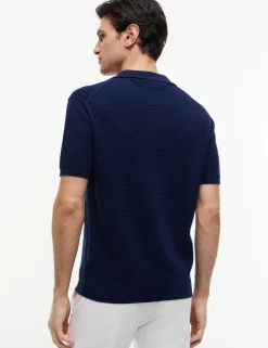 Pure Cotton Textured Knitted Polo Shirt