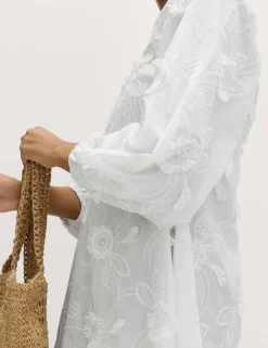 Pure Cotton Textured Midi Beach Dress
