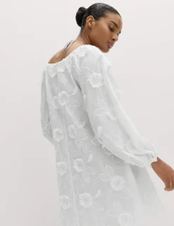 Pure Cotton Textured Midi Beach Dress