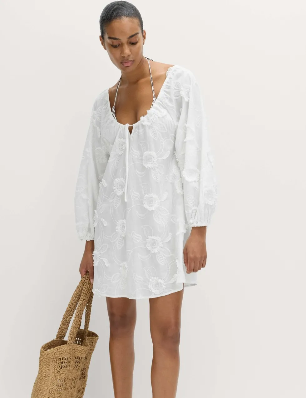 Pure Cotton Textured Midi Beach Dress