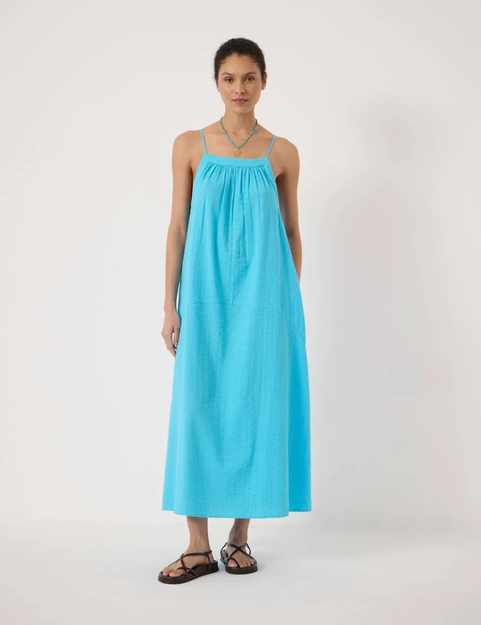 Pure Cotton Textured Midi Beach Dress