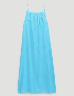 Pure Cotton Textured Midi Beach Dress