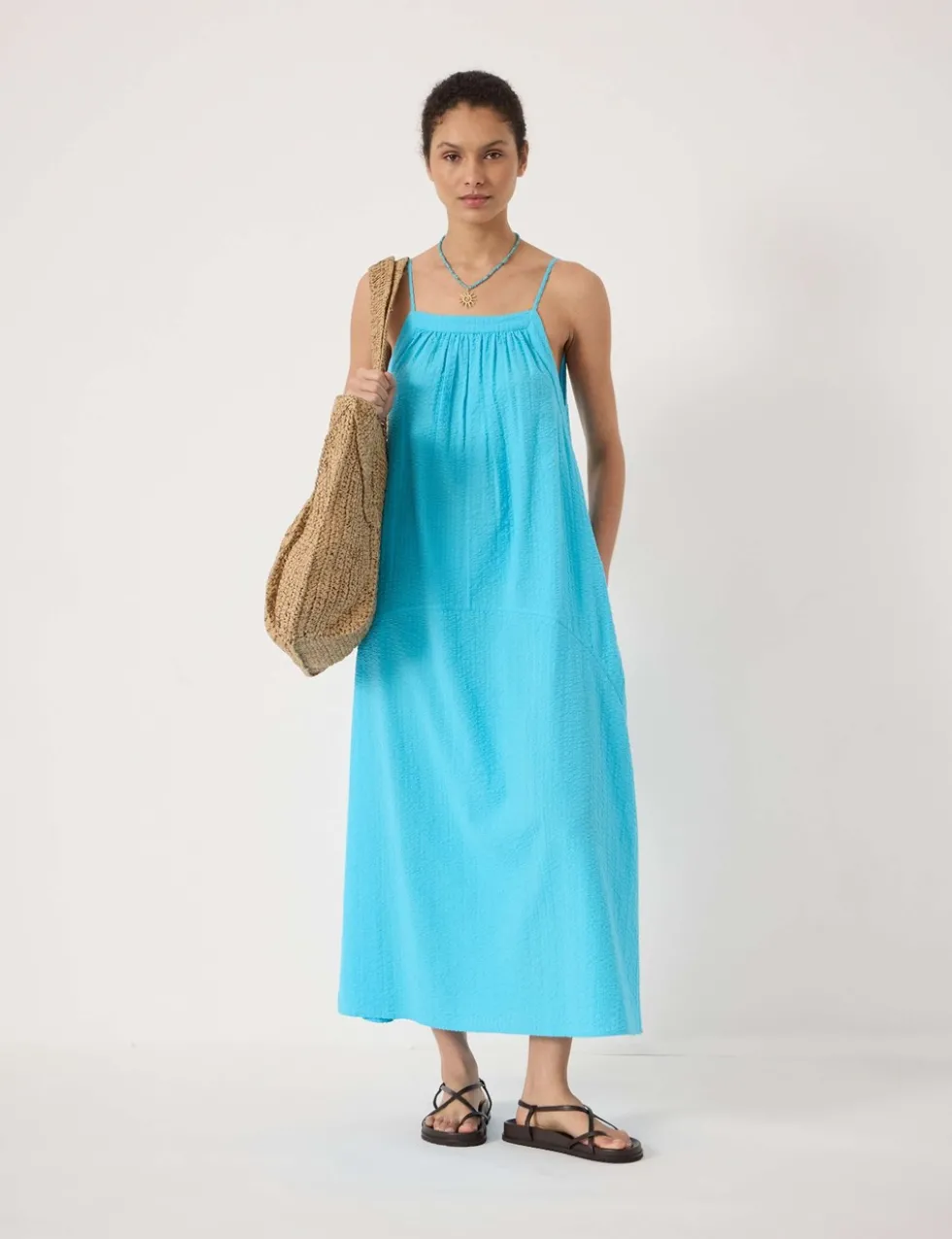 Pure Cotton Textured Midi Beach Dress