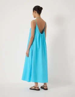 Pure Cotton Textured Midi Beach Dress